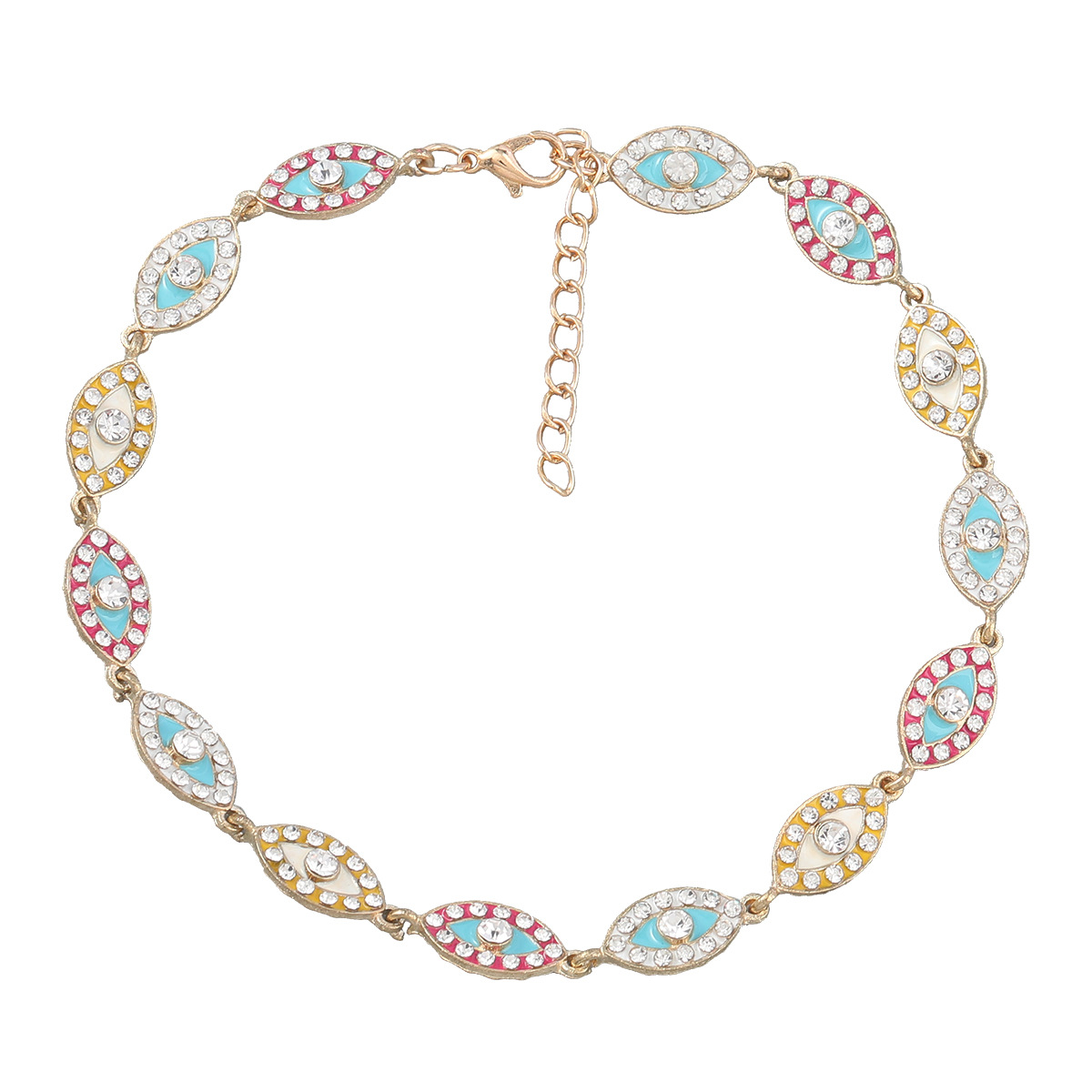 

Chains Multi-layer alloy drip necklace with diamond eyes Boho chic hip hop accessory for teenage girls