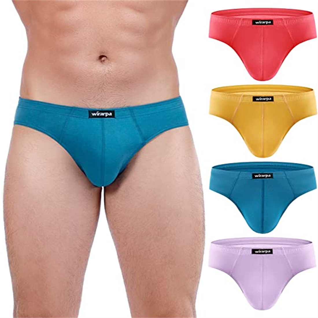 

Men's Underpants 100 Cotton Briefs Underwear No Fly Covered Waistband 4 Pack