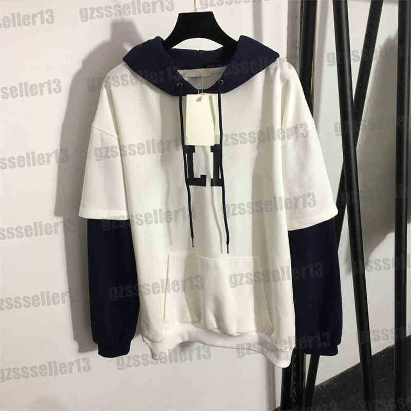 

Luxury Designer Womens Hoodies Sweatshirts Splicing Fake Two-piece Design Hoodie Ce Simple Letter Logo Print Long-sleeved Pullover Hooded Sweater