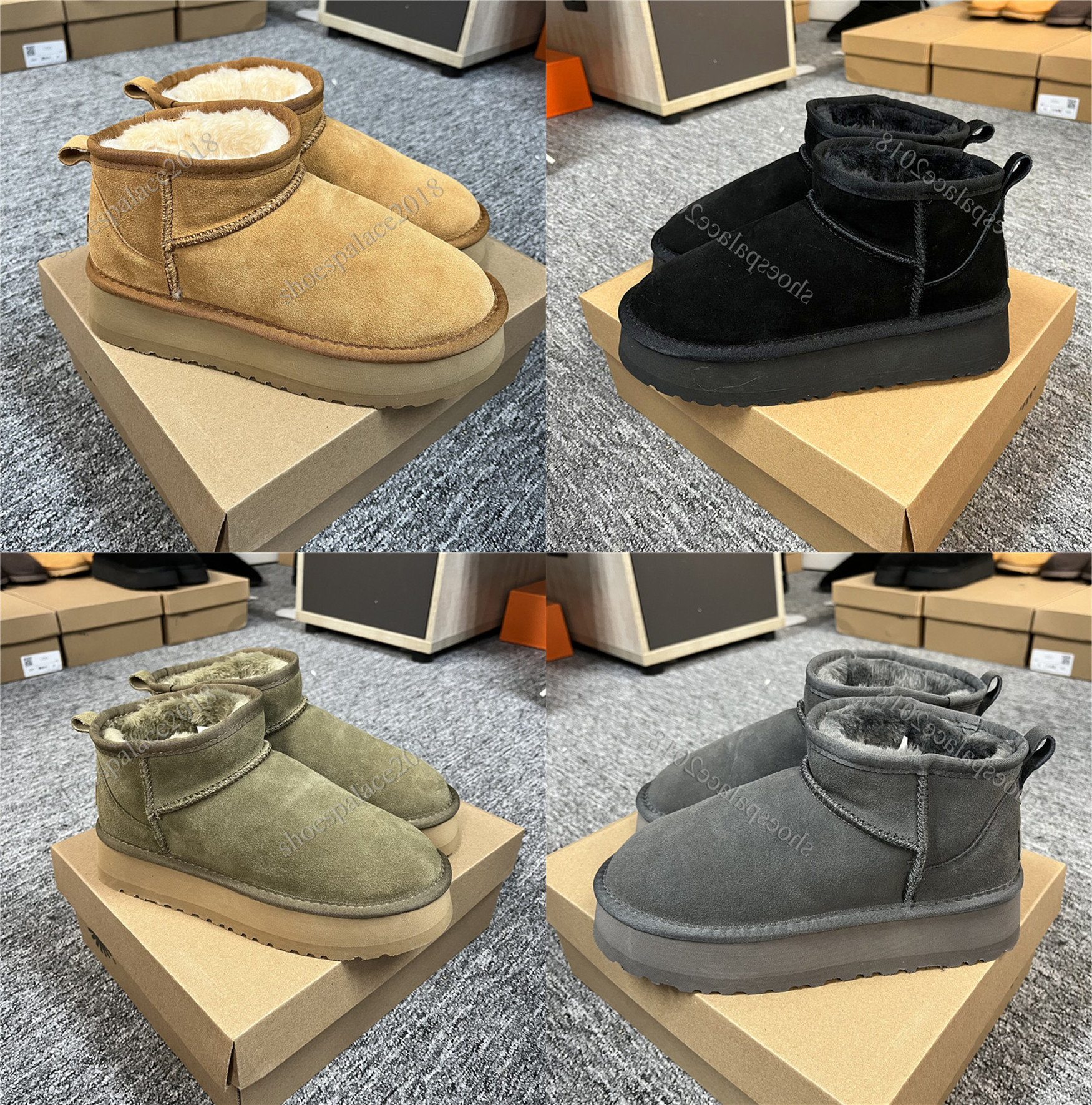 

Australia Snow Boots Women Men Classic Ultra Mini Ankle Winter Boot Sheepskin Platform Booties Ladies Thick Wool Warm Slip-on Shoes Slippers, 01