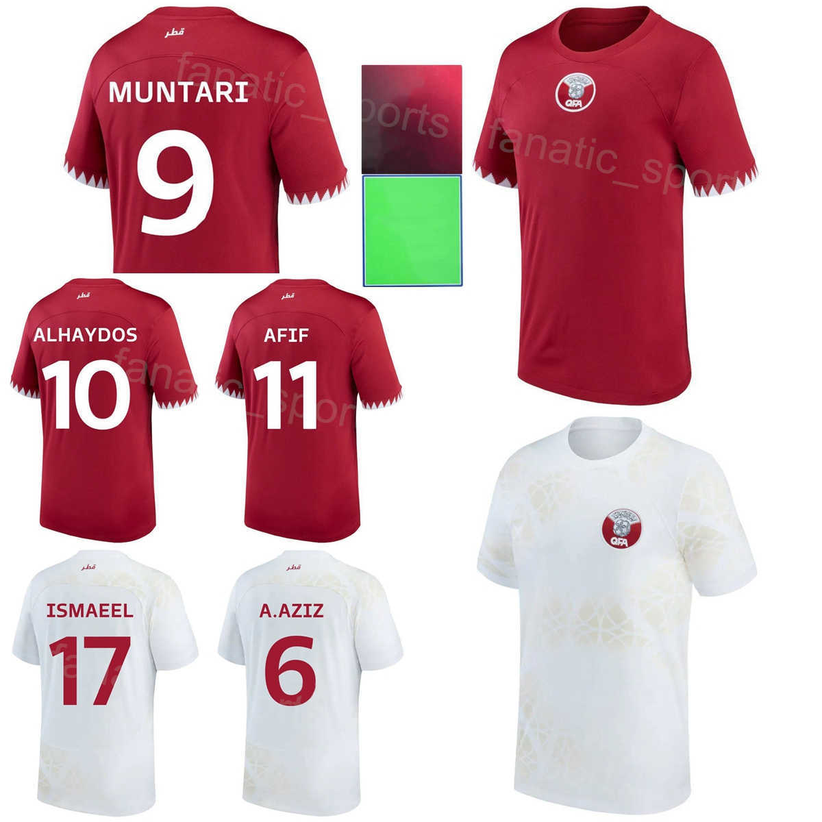Équipe nationale du Qatar 6 Maillots de football HATEM Coupe du monde 2022 14 AHMED 11 AFIF 12 BOUDIAF 1 AL-SHEEB 10 AL-HAYDOS 9 MUNTARI 5 SALMAN