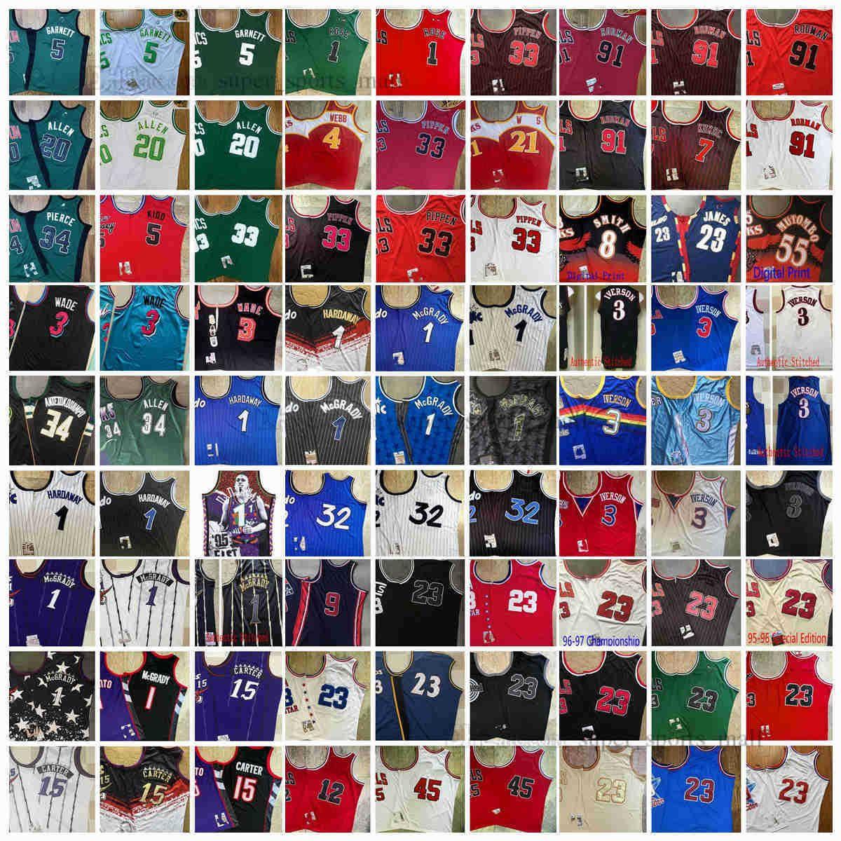 

Jersey Basketball''nba''Real Stitched Retro Mitchell and Ness Basketball Jerseys Ray Iverson Rose Kukoc Pippen Rodman Garnett Pierce A, Choose number on picture