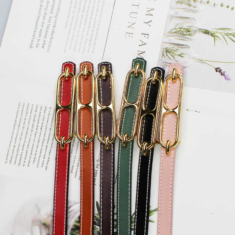 

New Womens Thin Belt Fashion All-match Casual Pure Cowhide Smooth Buckle Pants Designer Brand Dress Decorative Belts Wholesale, Separate