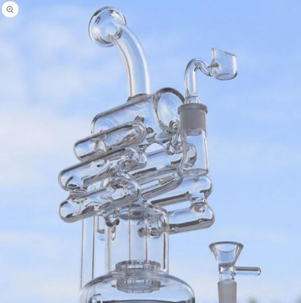 

8.6 inchs recycler oil rigs hookahs glass water bongs smoke pipes dab rigs beaker bong chicha with 14mm banger
