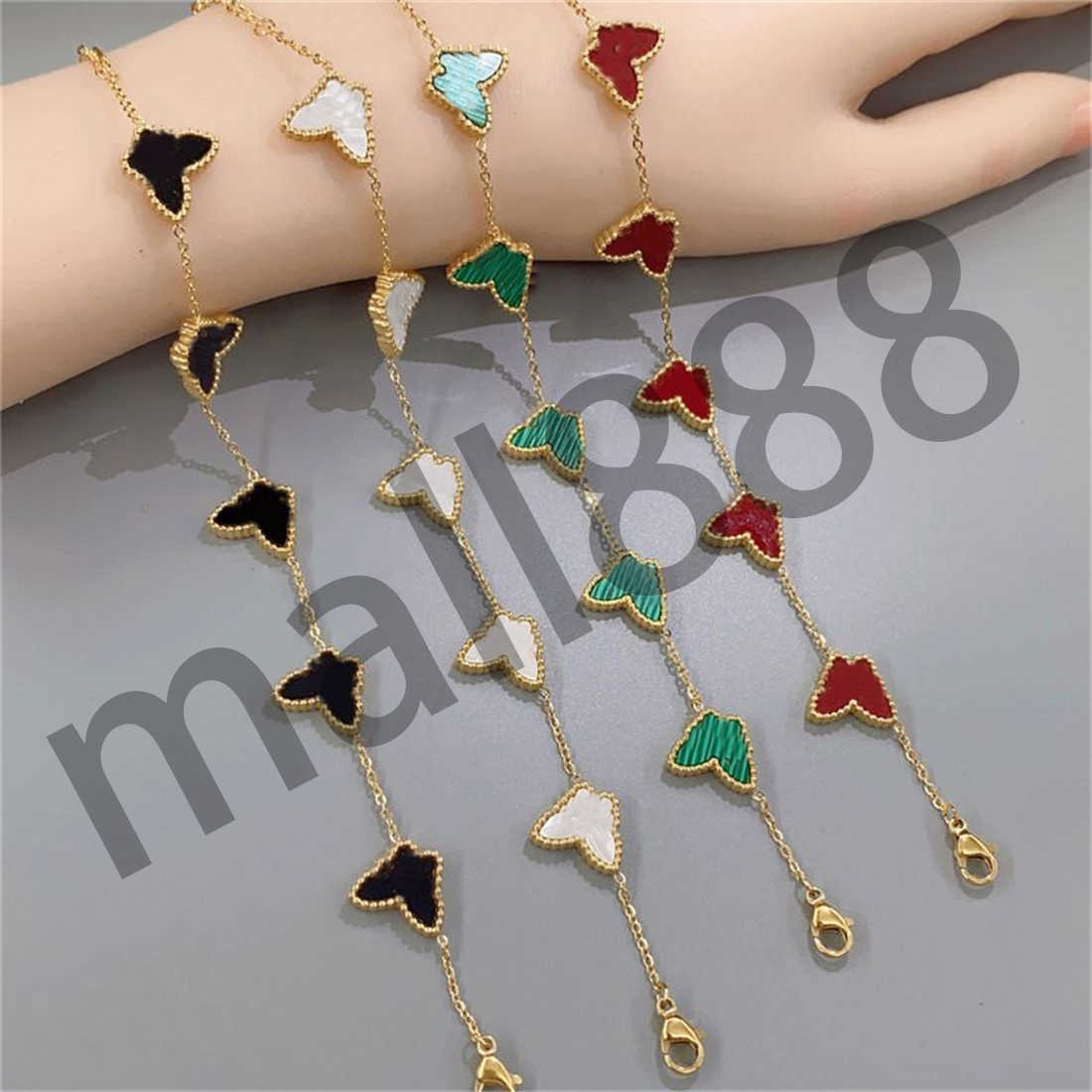 

Fashion Butterfly Link Chain Bracelets Necklace Double Design Side 18K Rose Gold gold-plated for Couple Multiple colors Bracelet Anniversary Jewelry Gift