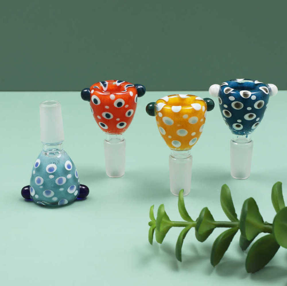 

Smoking glass 14mm Bowl for bong Manufacturer High borosilicate Dot of feathers glass hand bowls male joint water pipe bongs
