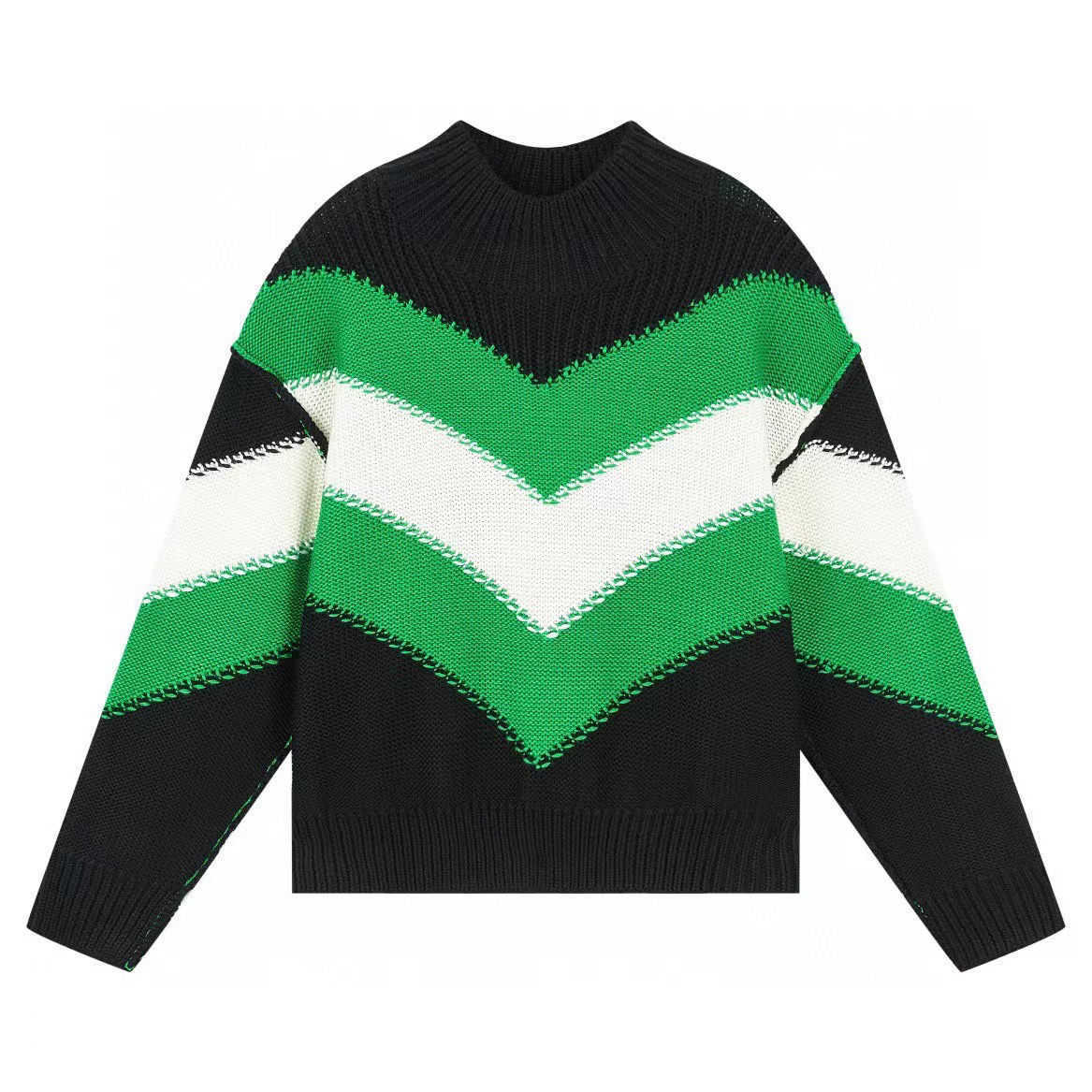 

Versatile High Green Sweater Casual Sweatshirts Classic the Version of Designer bv Neck Splicing Couple Knitting Wool Pullover Leisure ZZVG, Picture color