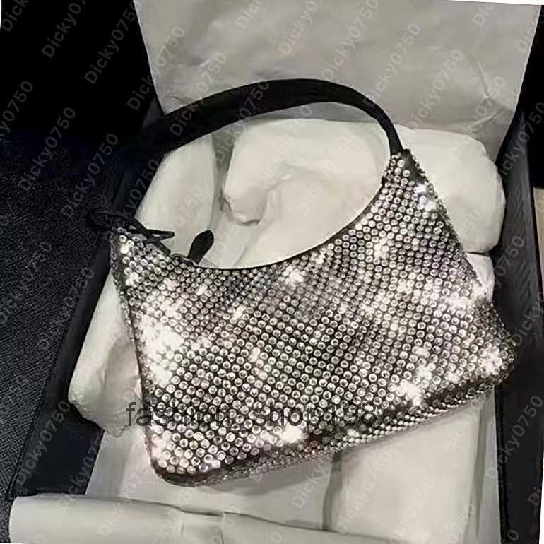 

2005 Nylon Designers Bags Womens Diamond handbags Top quality Diamonds handbag Canvas bag Hobo crystal shoulder women Chest pack fashion Tot, Ruched black