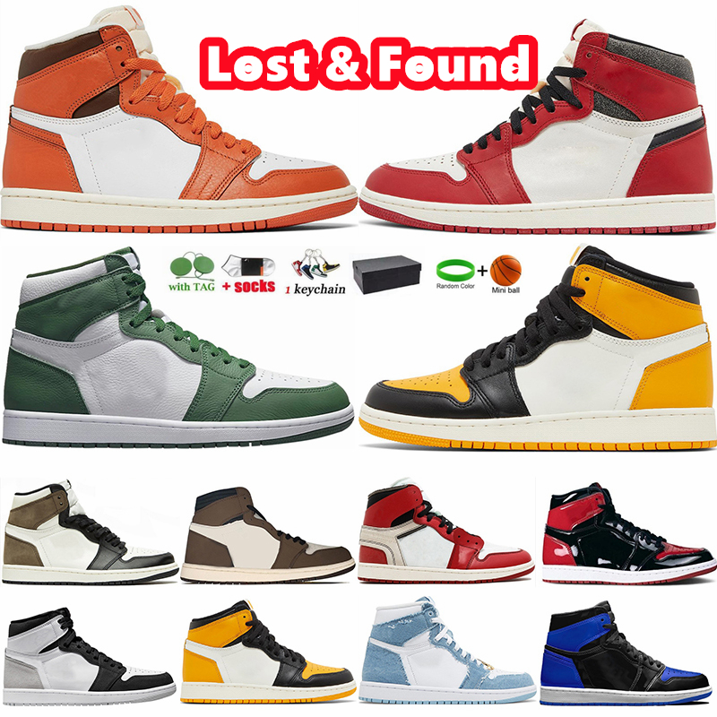 

Lost and Found Basketball Shoes 1 1s Jumpman Starfish OG Denim Bred Patent Chicago Gorge Green Taxi Yellow Toe Mens Womens Sports Sneaker j1, 10