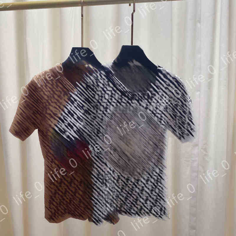 

Luxury Designer T Shirt Women Summer Classic Full Body Logo Print Casual Knit Short Sleeve T-Shirts Cotton Crew Neck Knit Top, Brown