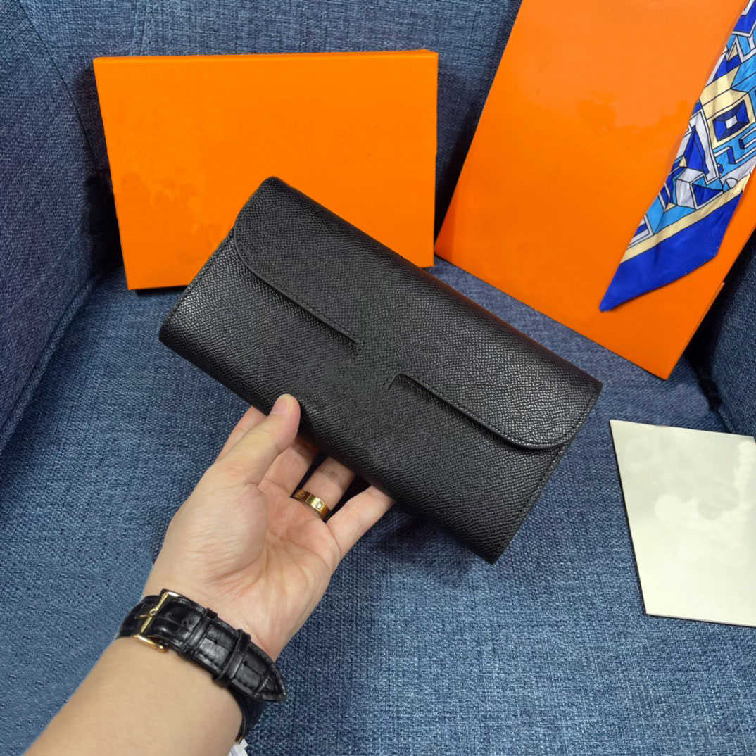 

Stylish lady's bag pure color Flip open purse wallet notecase extravagant billfold money clip Credit card clip H letter luxury trend high-capacity package, Orange