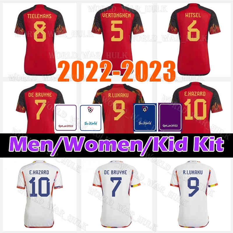 

BELGIUM 2022 2023 soccer jerseys 7 DE BRUYNE 10 HAZARD COURTOIS LUKAKU 8 TIELEMANS R. E T 22 23 BATSHUAYI WITSEL MERTENS CARRASCO OPENDA Mens Youth Women Football Shirt, Kid kit 2022 jersey(bi li shi)