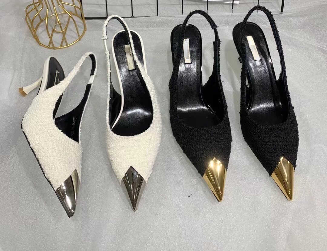 

Dress Shoes New shallow back strap in spring and summer of Thin medium heel temperament sandals, Black