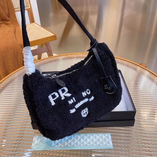 

Designer Plush Hobo fur shoulder bag handbag crossbody soft purse Fashion Shopping Bag for women lady handbags Luxury messenger Colorful mini tote, White