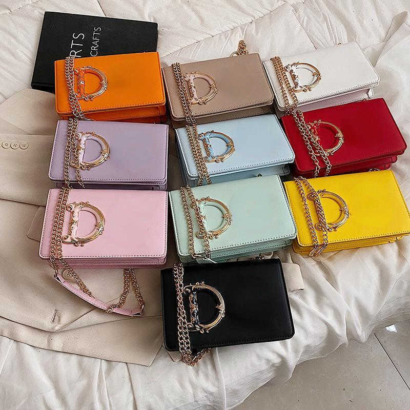 

Fendace Fend Fendace Fend Vercace Women's designer bags chain shoulder bag Dg Messenger armpit candy color purse fashion small square ToteSAHB, Black