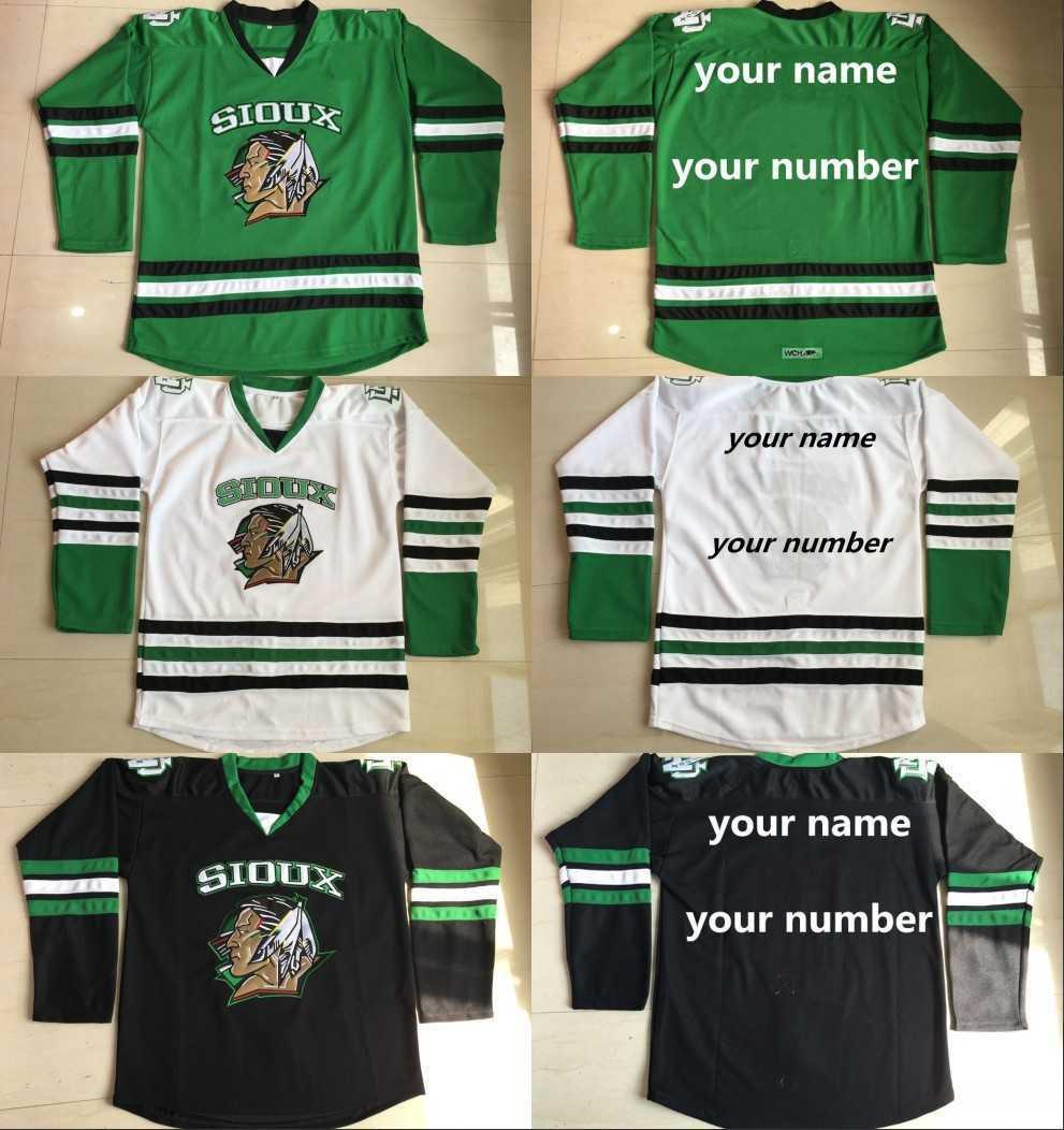 

Custom Personalized Mens North Dakota Fighting Sioux Hockey Jersey Any Name Any Number Green White Black University Stitched Jerseys