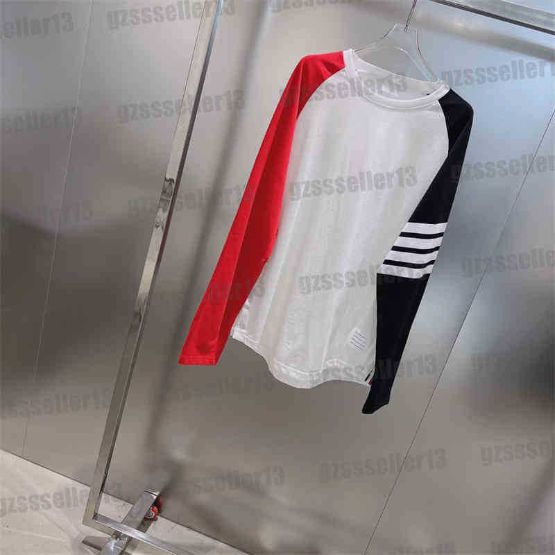 

Womens Stitching Long Sleeve T-shirts Designer Tops Cotton Round Neck Pullover Thin Sweatshirt Fashion Brand Colorful Stripe Decoration Casual T Shirts, 16