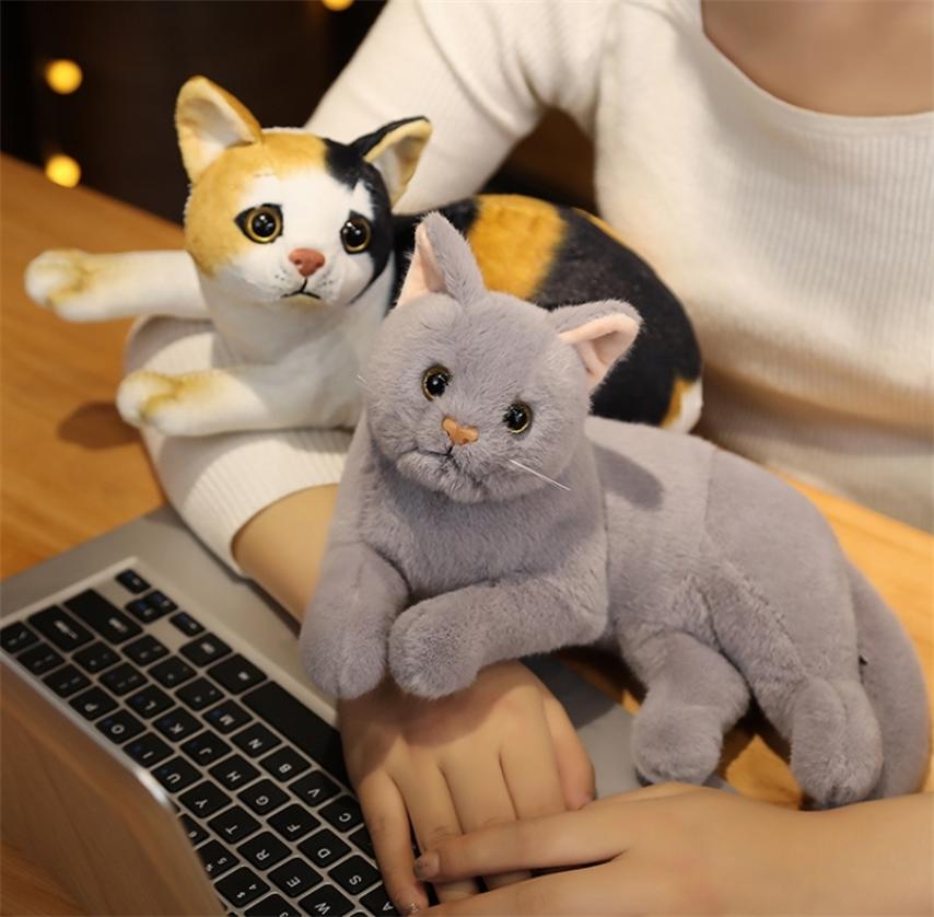 

1836cm INS Like Real Prone Cat Dog Plush Doll Stuffed Pure Colors Grey White Yellow Kitten Toy Little Pets Animal Kids Gift 22041, 18cm standing c