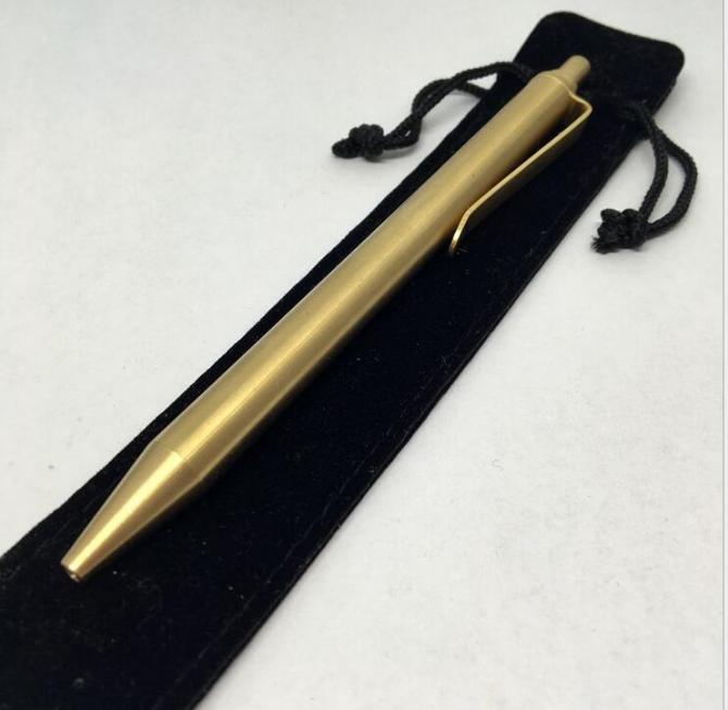 

EDC Handmade Spring Type Retro Copper Brass Ball Pens Pocket Pen G2 Refill Factory Direct s TB01