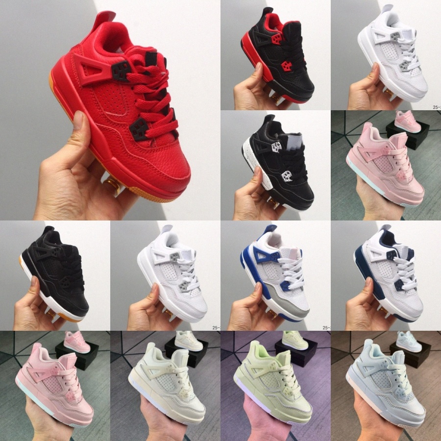 

2022 designer basketball 4 kids shoes 4s black shoe boys cat military trainers baby kid youth Red Blue White Pink toddler infants outdoor F54Q