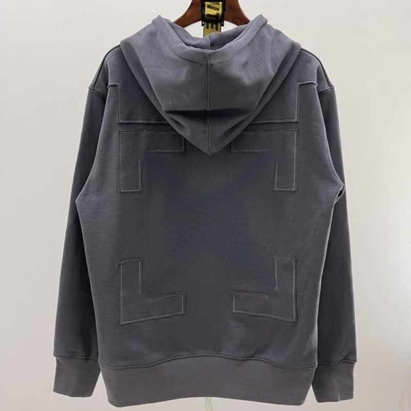 

High version hooded sweater mens zipper jacket ow designer hoodie men hoody women hoodies oversize pullover sweaters off embroidered cardigan coat, Black crew neck