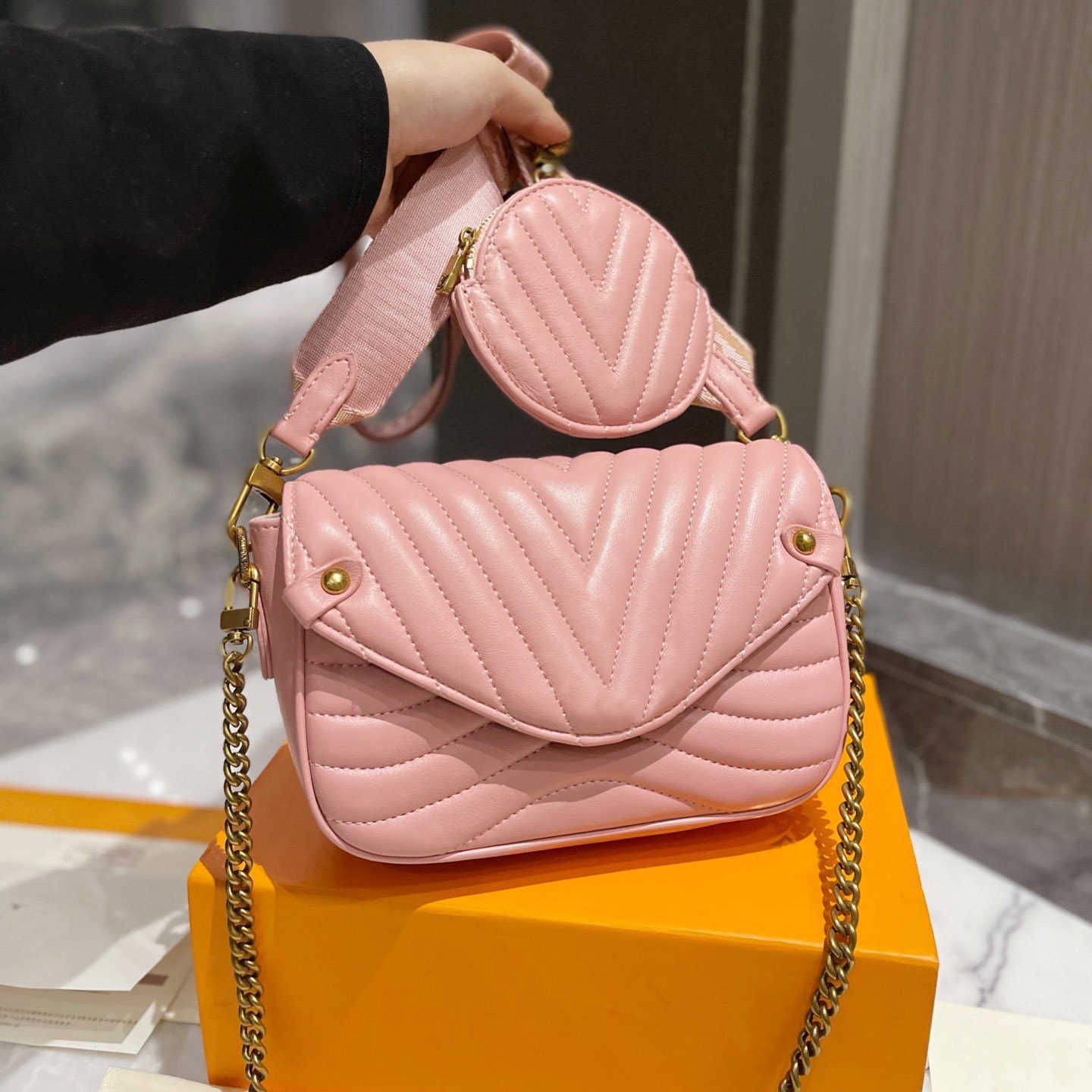 

Cosmetic Bags Cases Top Quality Genuine Leather Women Shoulder Bags Fashion Flap Evening Clutch Wallets New Small Crossbody Bags Pink Designer Handbags Ladies