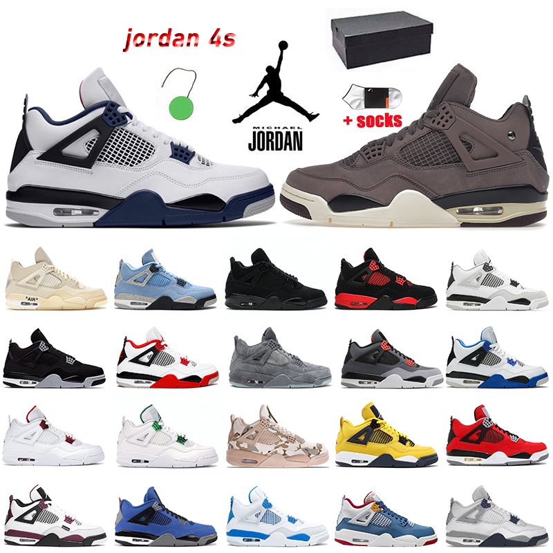 

Nike Air Jordan 4 4s Basketball Shoes Midnight Navy A Ma Maniere Military Black Men Women Trainers Off-White Sail Black Cat AJ 4 Jumpman Canvas Lightning Sneakers 36-47, B28 what the 40-47.jpg