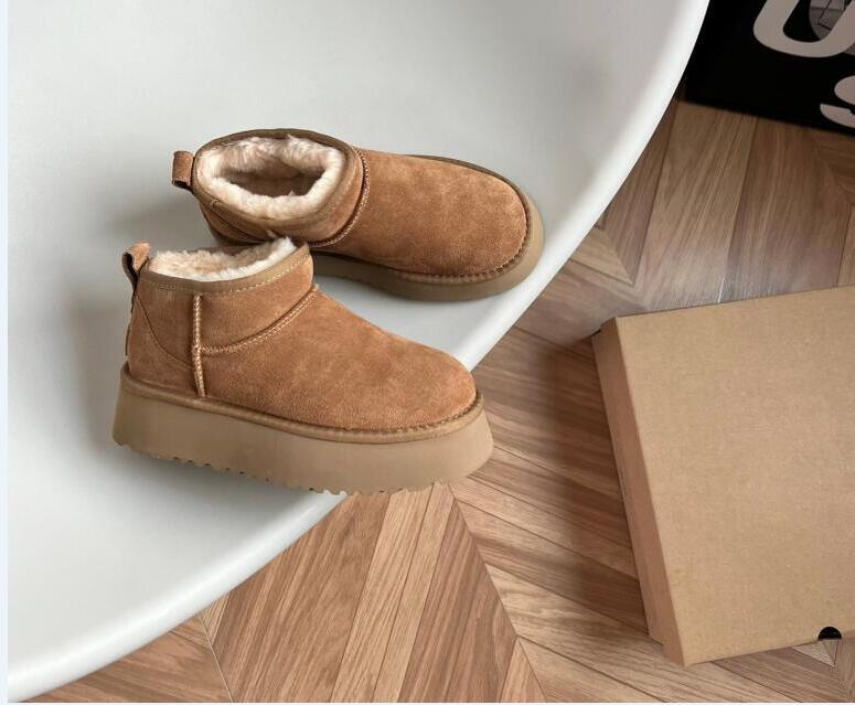 

Australia Women Boot Womens Ultra Mini Platform Boots Tazz Fur Slippers Designer Shearling Slipper Suede Wool Winter Australian Ankle Snow Booties hhd, Light tan