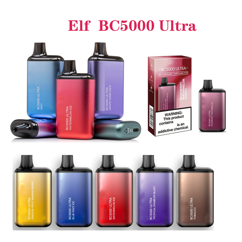 

Elf 5000 bc5000 ultra with valid security code e cigarette Pod bar Disposable Vape 650mAh reachargeable type C Battery inside 13ml Prefilled Cartridge Vape bars