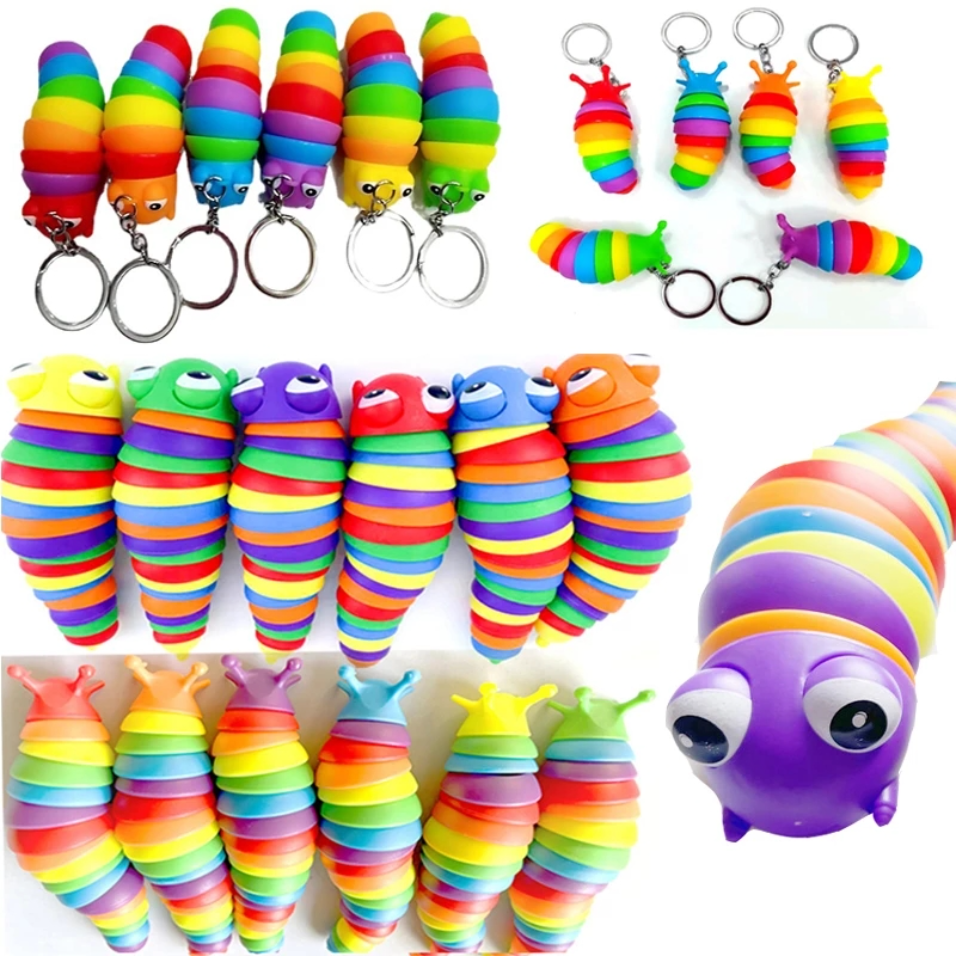 

2023 Reliever Toys Fidget Toys Children Adult Slug Puzzle Peristalsis Funny Caterpillar Anti Stress Squishy Keychain Toy F1123