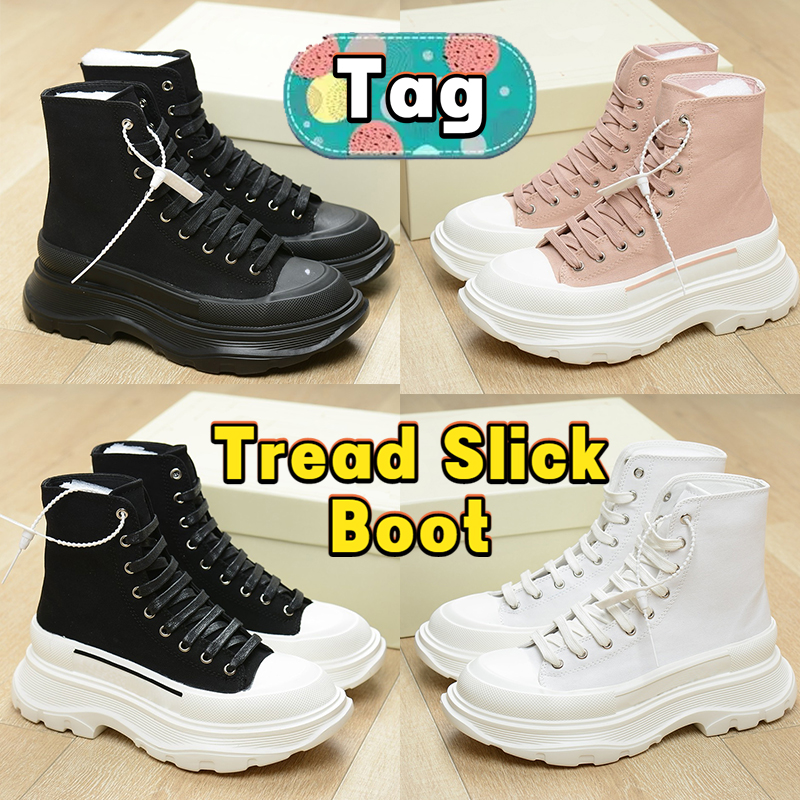 

Ankle Half Boots Tread Slick canvas sneaker Casual shoes Designer platform booties High triple black leather pale pink royal blue red white women Sneakers, 07-white black leather