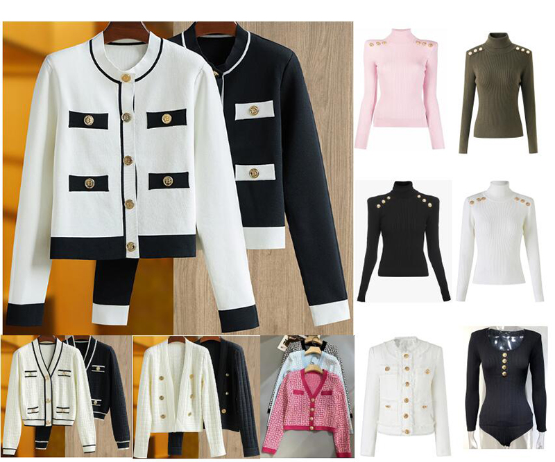 

Womens Knits and Tees Luxury Design Cardigan With Nice Big Buttons Slim Pullover Black Sexy Bodysuit Multi Colors & Models Plus Size S to