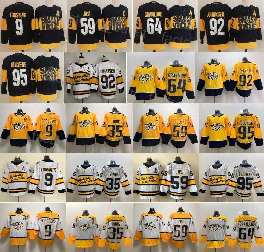 

CUSTOM Nashville Hockey Predators Jersey 2022 Stadium Series 59 Roman Josi 35 Pekka Rinne 9 Filip Forsberg 92 Ryan Johansen 95 Matt Duchene, Yellow
