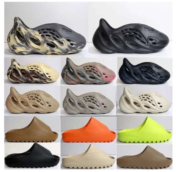 

NEW Shoes With Box Slipper White Slippers Women Designer Yeezies Sandal Slides Men Sandals Resin Pure Ochre Bone Slippers Yezzzys Foam Run Xi, 18
