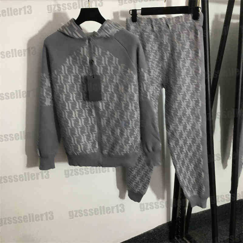 

Designer Tracksuit F Knitted Two Piece Sets Women Letter Long Sleeve Zip Cardigan Jacket Casual Pants Sport Suit Autumn And Winter Warm Woman Clothes