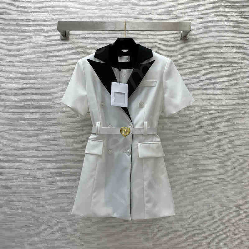 

Luxury Womens Dresses Brand LOGO Lapel Metal Belt Casual Dress Loose Breathable A-Type Skirt Designer Women Clothing