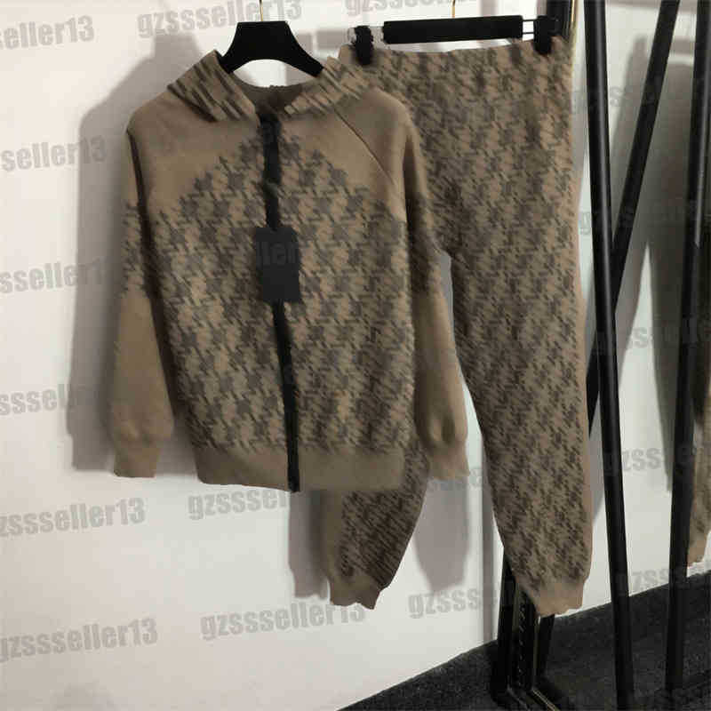 

Designer Fd Knitted Tracksuits Women Two Piece Sets F Letter Long Sleeve Zip Cardigan Jacket Casual Pants Sport Suit