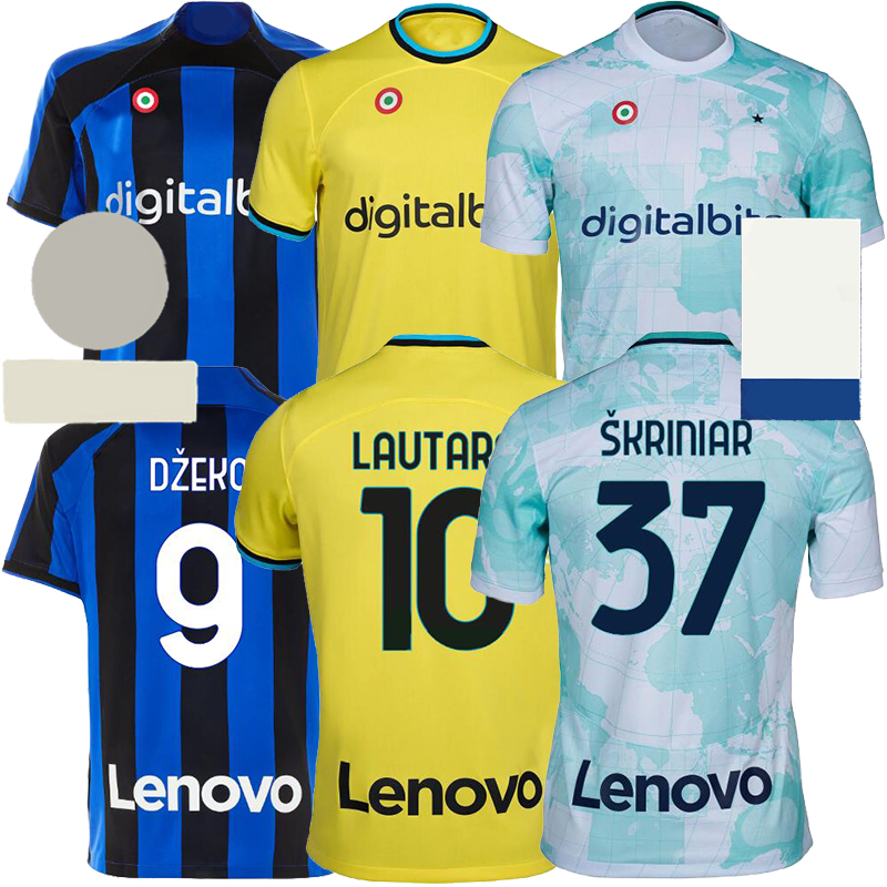

2022 2023 LUKAKU soccer jerseys BARELLA INTERS DZEKO MILANS LAUTARO VIDAL J. CORREA 22 23 football shirt CALHANOGLU GAGLIARDINI Men kit Yellow 3rd equpment, Green
