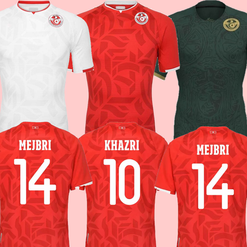 

2022 Qatar World Cup Soccer Tunisia Jersey 7 MSAKNI 19 Jaziri 11 Khenissi 22 Ben Said 4 Abdi 3 Talbi 14 Laidouni 10 Khazri 23 Sliti Football Shirt Kits National Team, Third+patch