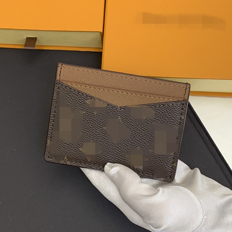 

22S Mens Wallets Card Holders Flower grid Brown Black Men woman L mini wallet fashion Designer purse genuine leather Credit ID luxury Opening bag with box, L1 black grid black