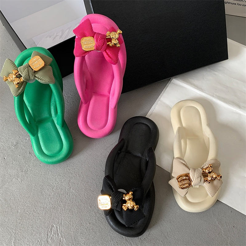 

Summer Slippers Slides Women's Beach Sandals Shoes Designer Flat Flip-Flops, Beige