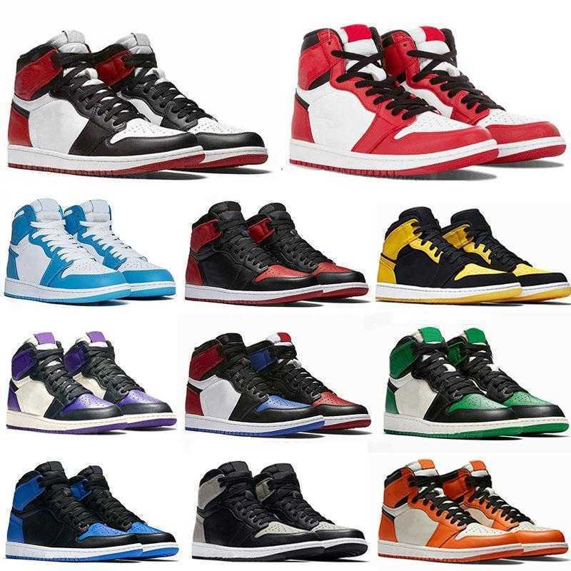Nouveau Jumpman 1 1s Og High Basketball Chaussures Pine Green Black Court Purple Royal Bred Toe NC OBIDIAN UNC GAME Sneakers Trainers 36-48 Ret M