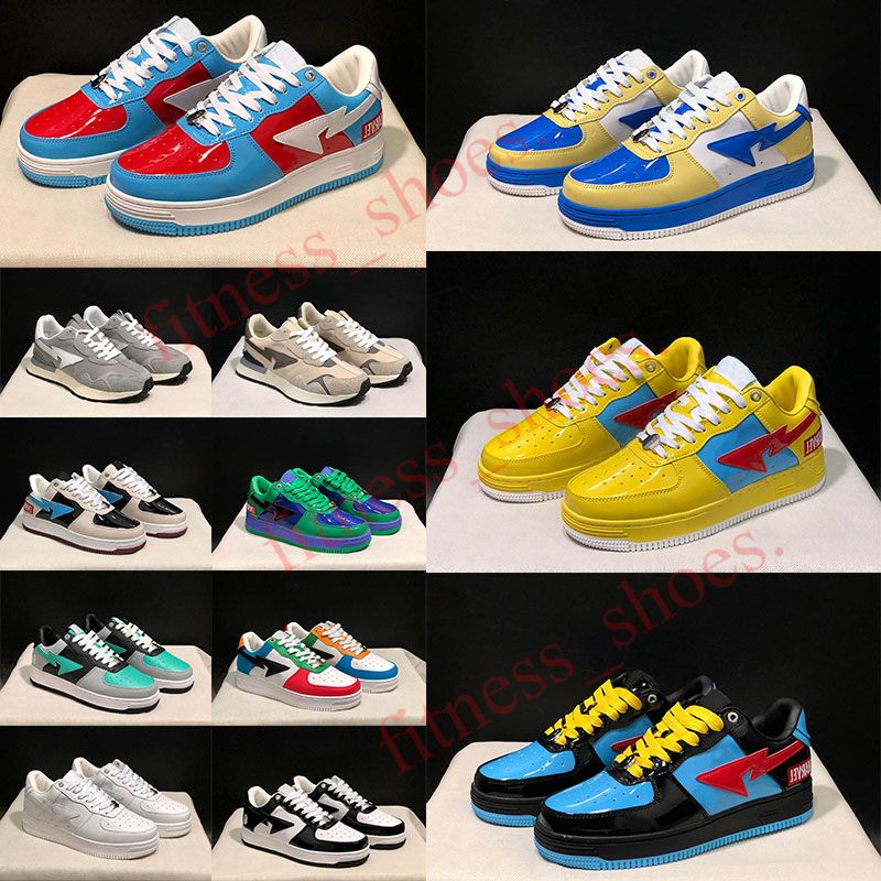

Running Shoes Bapestas Casual Mens Womens 2022 Hot New Eur 36-45 Blue Red Yellow Black White Orange Patent Pink Suede Grey Green Men Outdoor, A52