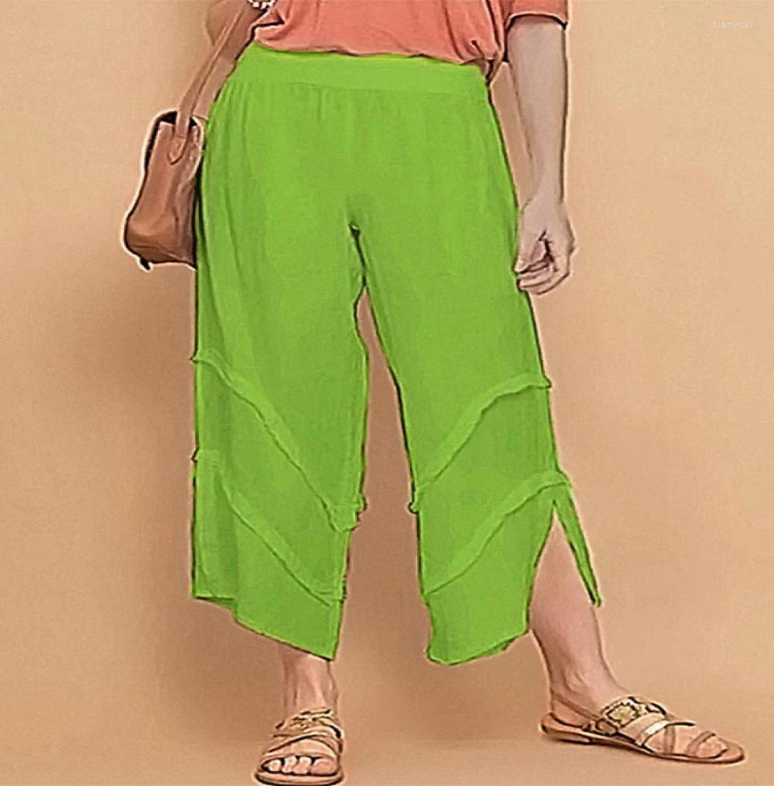 

Women039s Pants Spring And Summer Thin Loose Casual Solid Color Ruffled Cotton Linen Pocket Women39s Breathable Comfortable5517983, White