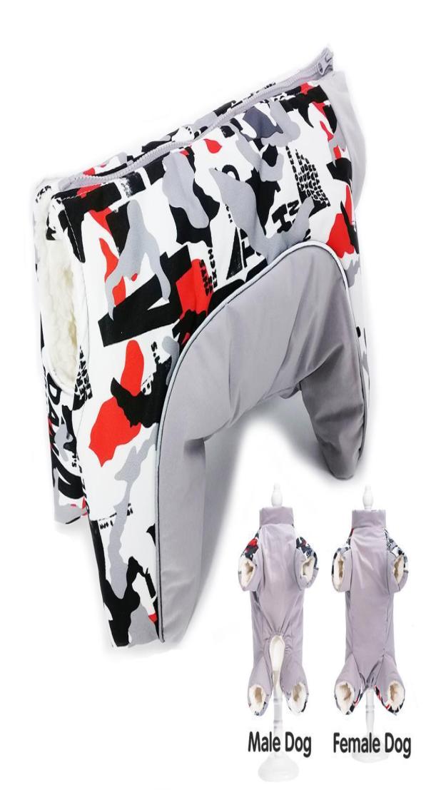 

Winter Clothes Waterproof Jacket for Small Dogs Reflective Extra Warm Snowsuit FullyCovered Belly BoyGirl Dog Use 201109, Boy grey camouflage