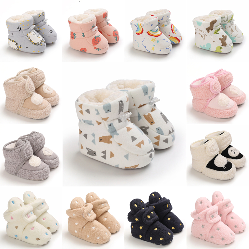 

First Walkers Winter Snow Baby Boots Multiple Colors Warm Fluff Balls Indoor Colloidal particle sole Infant born Toddler Baby Shoes 221123, D29 apricot