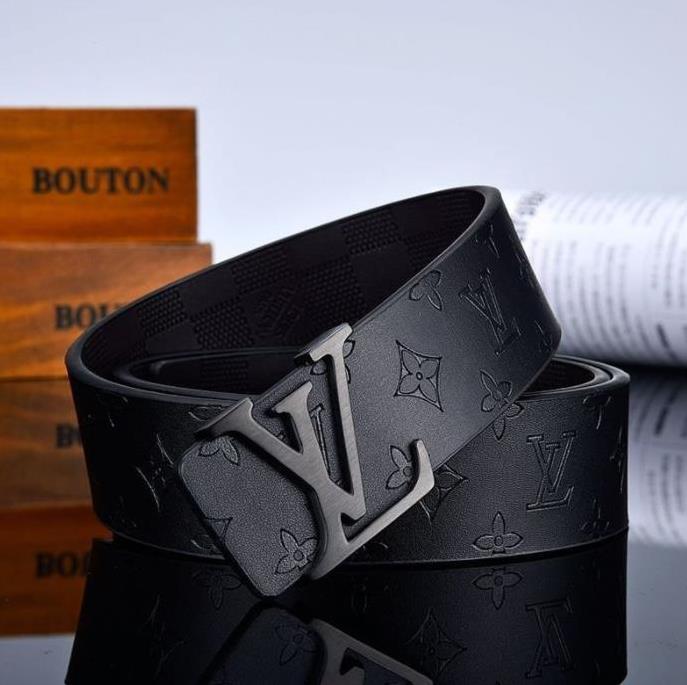 

Luxury lv designer smooth Buckle Fashion 2022 High quality Genuine Leather Women Louis Vuitton Belts For men gucci Letter Double Big gold classical strap V20, High quality 3.8cm