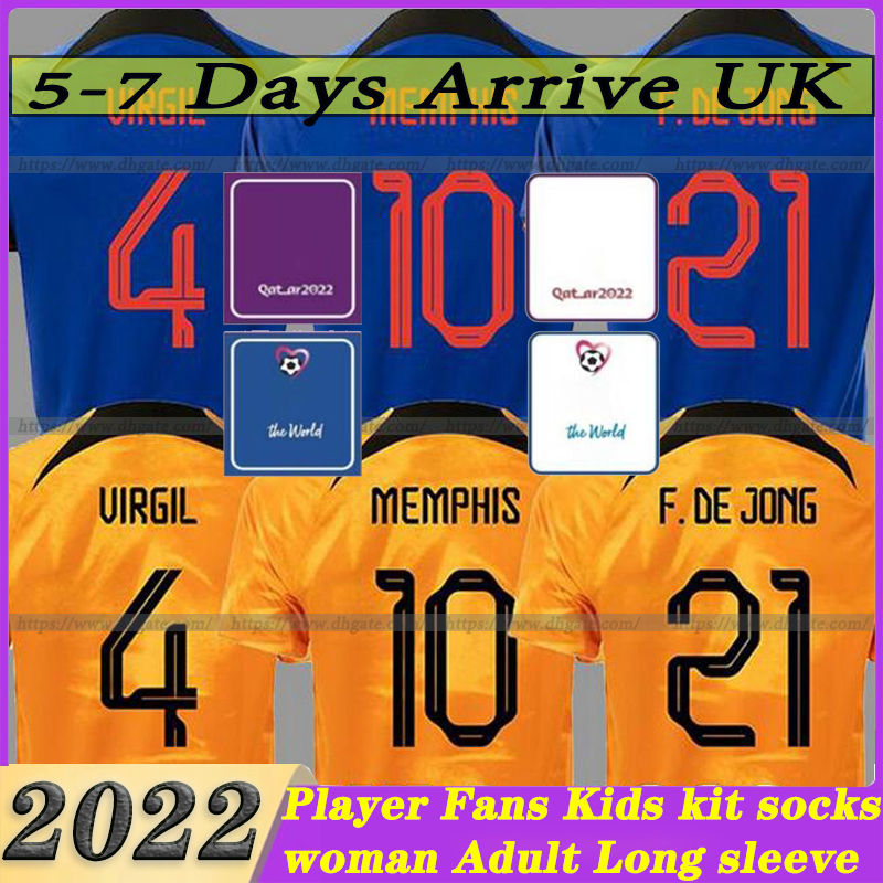 

2022 NetherlandsD MEMPHIS soccer jerseys DE JONG Holland DE LIGT WIJNALDUM KLAASSEN DUMFRIES 22 23 football shirt BERGWIJN VIRGIL Adult Men Kids kit uniform, 2022 players version home patch