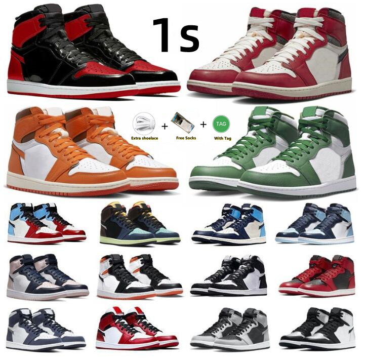 

1 1s Mens Basketball Shoes Sneaker Gorge Green StarFish Bred Patent Dark Mocha Grey Fog Denim Silver Newstalgia Shadow Men Women Trainers Sports Sneakers, 28