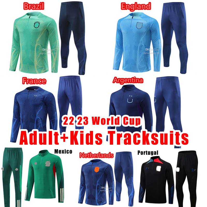 

2022 World Cup tracksuits Brazil England Argentina France Mexico Portugal Germany Spain Netherlands training kids and men's long sleeved Soccer jerseys, Germany training